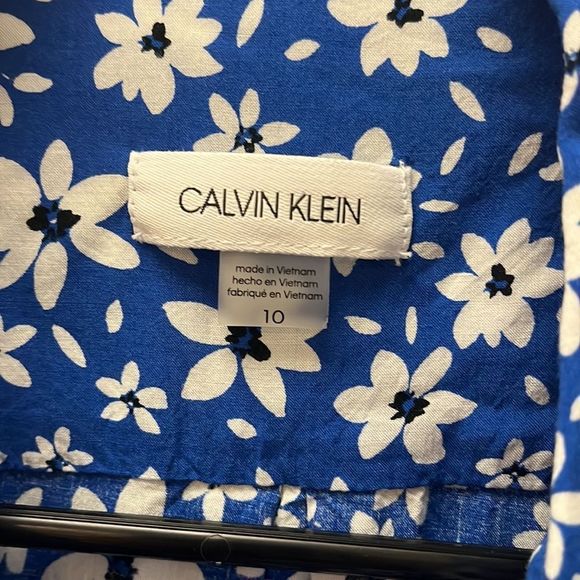 Calvin Klein blue and white daisy shirt dress with pockets - Picture 5 of 7